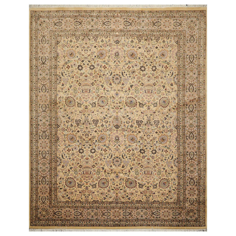 8'2"x10'5" Hand Knotted Wool 16/18 Pak Persian 350 KPSI Oriental Area Rug Ivory