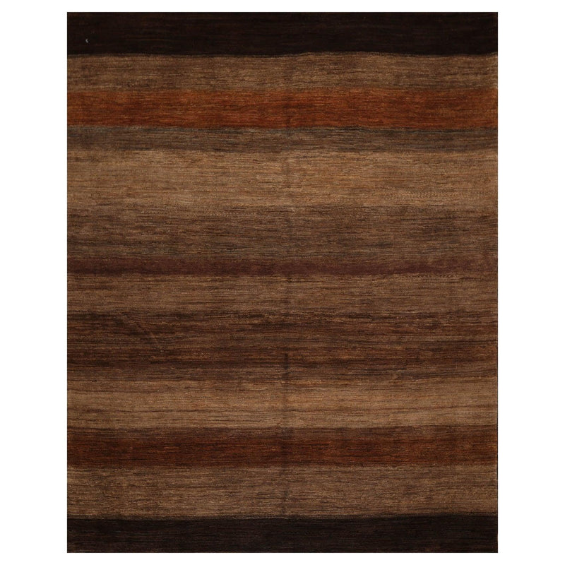7'10" x 9'10" Hand Knotted Wool Gabbeh Ombre Modern Oriental Area Rug Brown