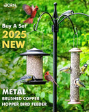 iBorn Metal Bird Feeders for Outdoors Hanging,Wild Bird Feeders for Cardinal,18cm Large Roof&Tray Black 6 Port (Seed is not Included) by CozyNest Decor