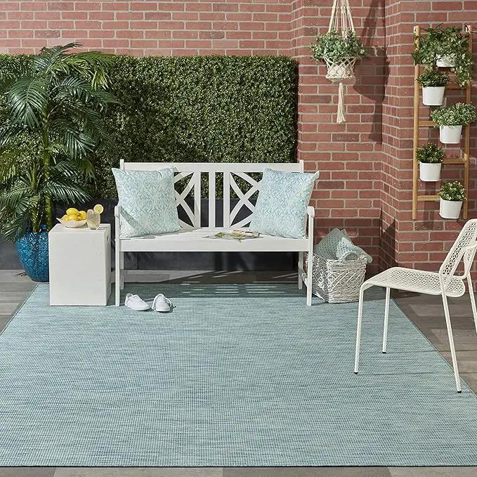Nourison Home Positano 5' x 7' Aqua Fabric Modern Area Rug (5' x 7'), photo 5 of 10