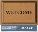 Barnyard Designs Natural Coco Coir Heavy Duty Backing Doormat - Large Cute Non-Slip Front Door Welcome Mat for Outside Entrance or Porch Entry, Brown (24x36, Welcome) by CozyNest Decor