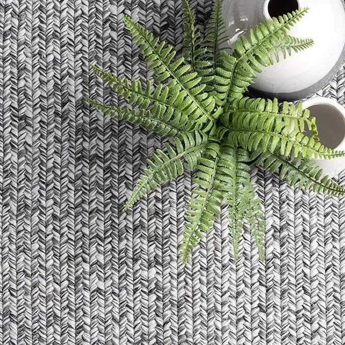 nuLOOM Oval 5' x 8' Solid Hand Braided Indoor/Outdoor Area Rug, Pet-Friendly, High Traffic, Weather Resistant, for Patio, Balcony, Bedroom, Living, Dining Room, Wynn Salt and Pepper, photo 9 of 9