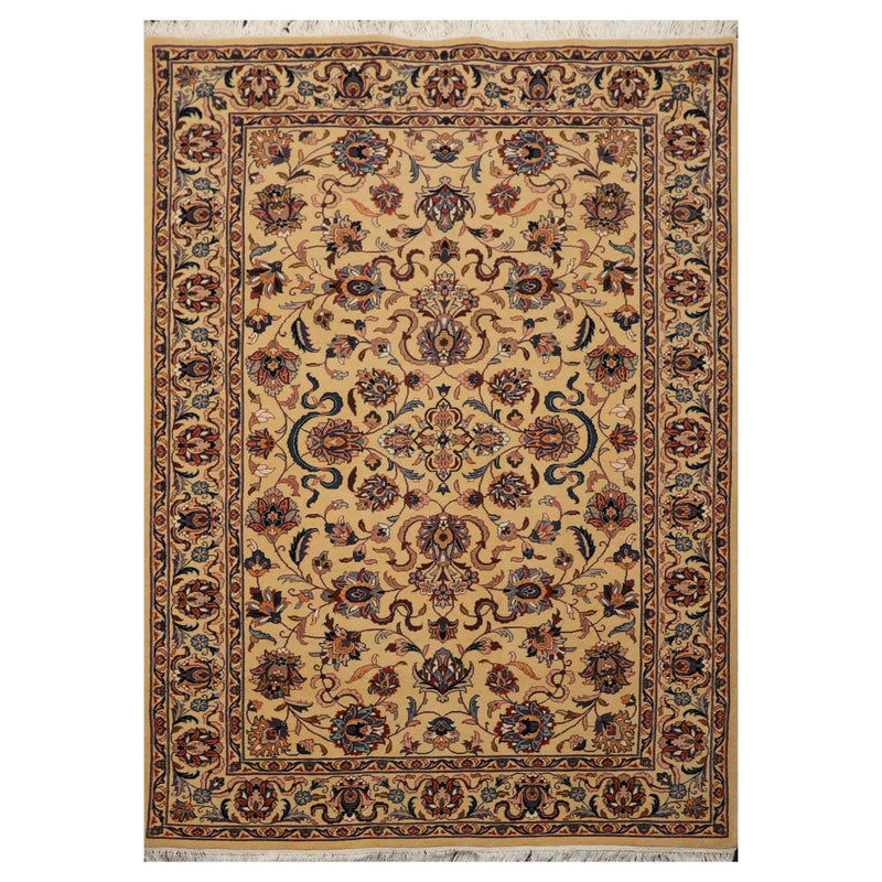 4'2" x 5'11" Hand Knotted 100% Wool 16/18 Pak Persian 300 KPSI Area Rug Tan