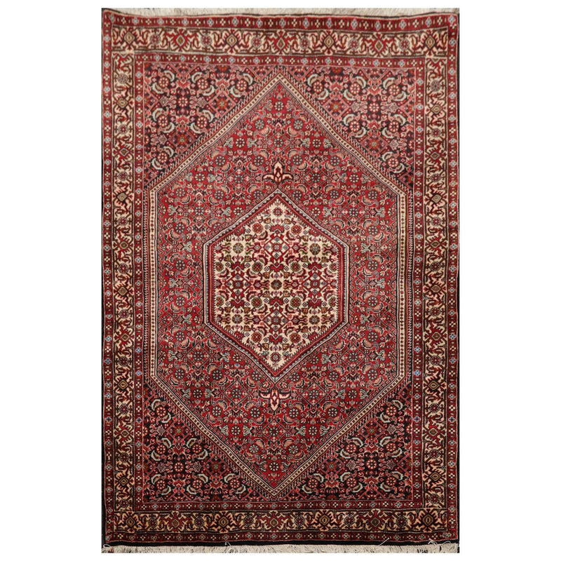 3'10"x5'10 Authentic  Hand Knotted 100% Wool Bidjar Traditional Area Rug Ivory