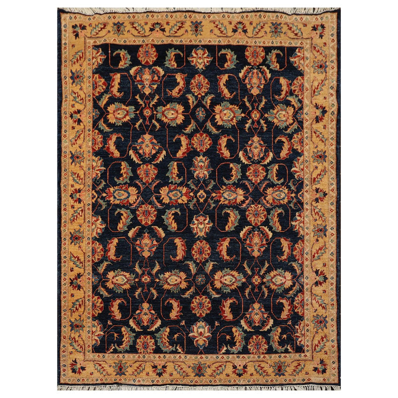 4'9"x 6'5" Hand Knotted Wool Chobi Peshawar Arts & Crafts Oriental Area Rug Navy