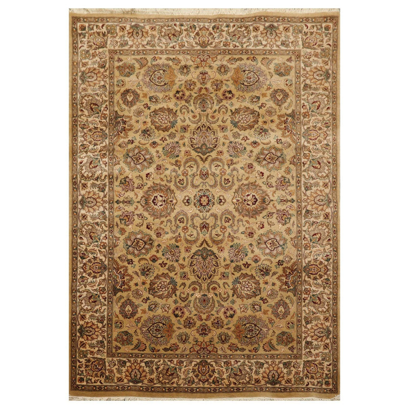 4'1" x 5'11" Hand Knotted 100% Wool 16/18 Pak Persian 300 KPSI Area Rug Tan