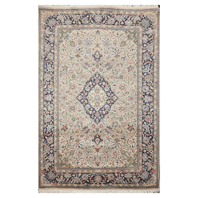 4'7" x 7'1" Hand Knotted Wool Traditional 200 KPSI Nain Oriental Area Rug Beige