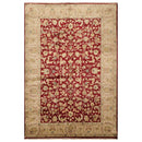 6'3" x 9'2" Hand Knotted 100% Wool Traditional Agra Oriental Area Rug Wine