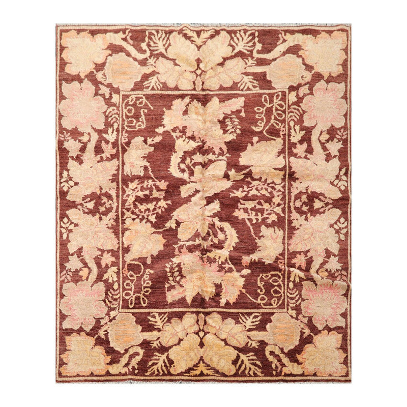 5'9" x 7' Hand Knotted 100% Wool Peshawar Transitional Oriental Area Rug Rust