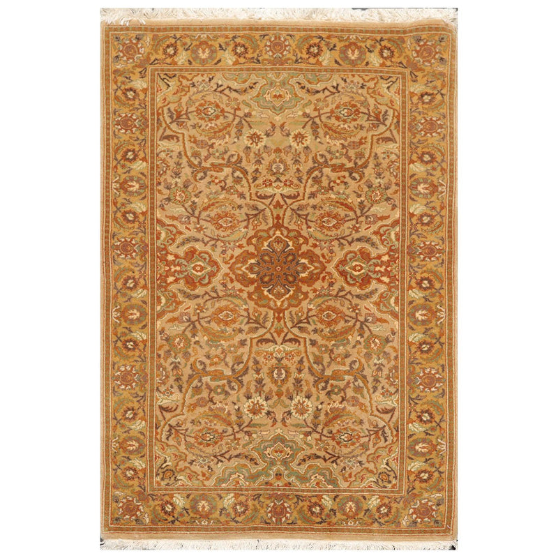 2'7" x 3'11" Hand Knotted Wool 300 KPSI Pak Persian Tabriz Oriental Area Rug Tan