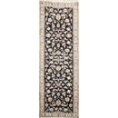 2'3" x 6'8" Runner Hand Knotted Wool Nain 200 KPSI Oriental Area Rug Black