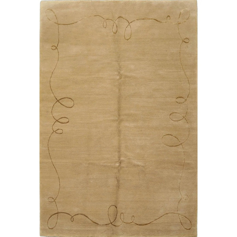 6'x9' Hand Knotted Wool & Silk Tibetan Barbara Barry Area Rug Moss