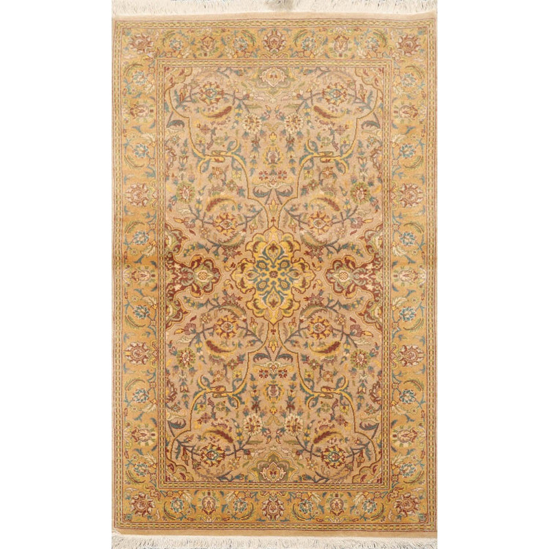 2'7" x 4'4" Hand Knotted 100% Wool Pak Persian 250 KPSI Oriental Area Rug Tan