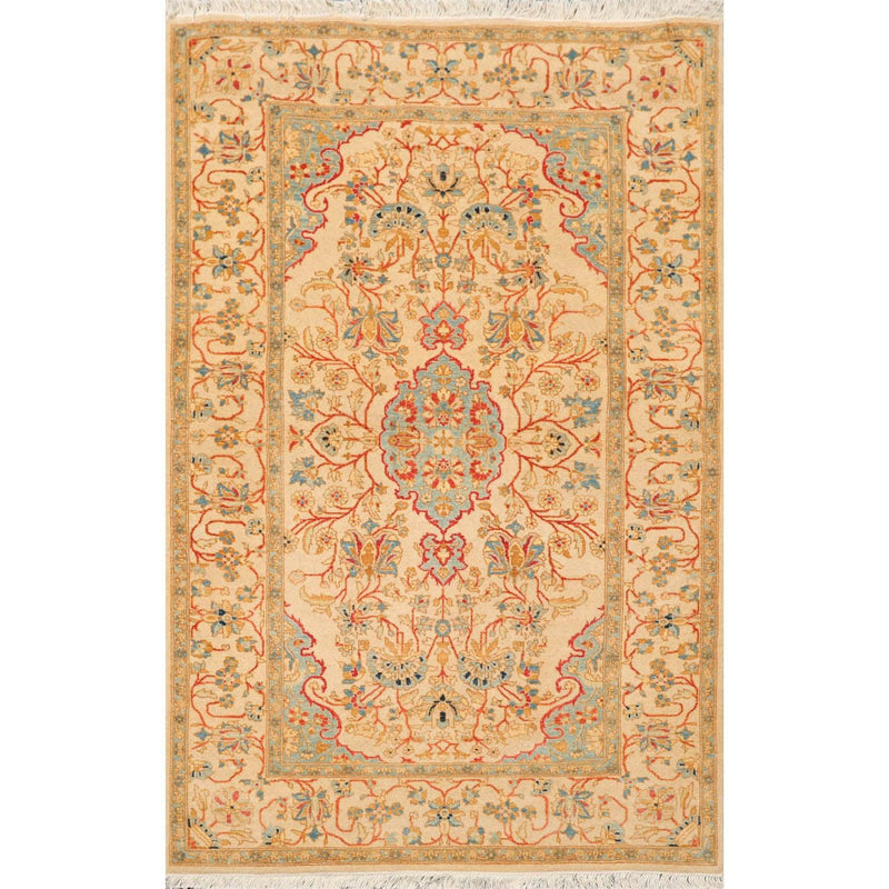 3'3" x 5'2" Hand Knotted 100% Wool Pak Persian 250 KPSI Oriental Area Rug Tan