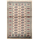 3'2" x 4'11” Hand Knotted Wool Bokhara with Silky Sheen Oriental Area Rug Beige