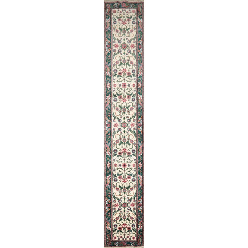 2'7" x 16' Runner Hand Knotted 100% Wool Traditional Oriental Area Rug Cream