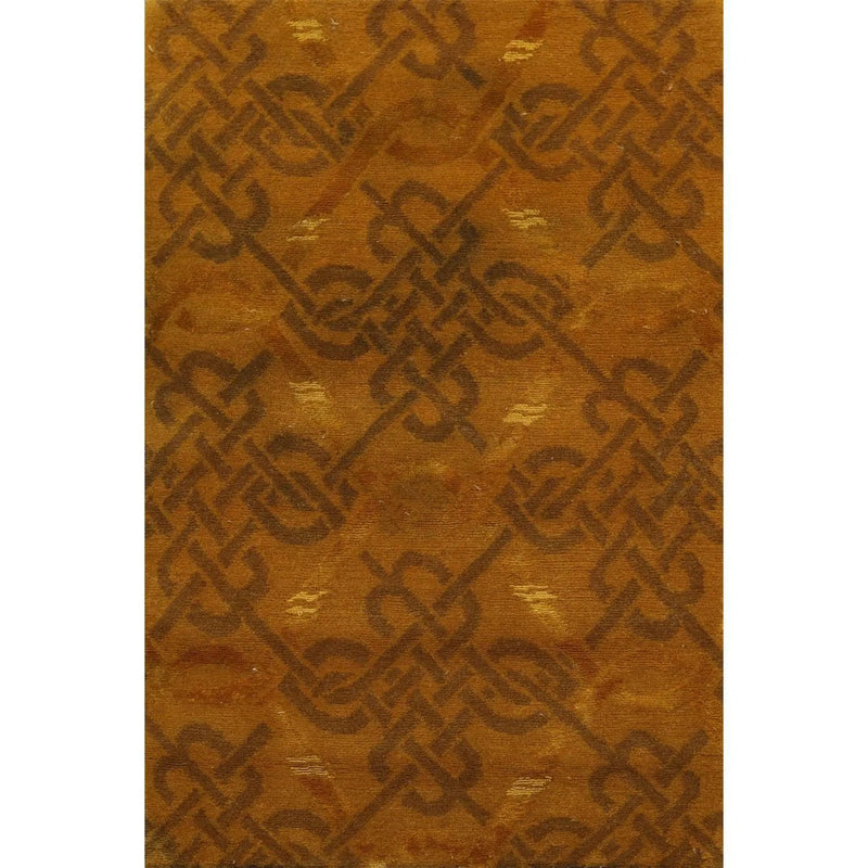 2’x3’ Hand Knotted Wool & Silk Transitional Tibetan Oriental Area rug Gold