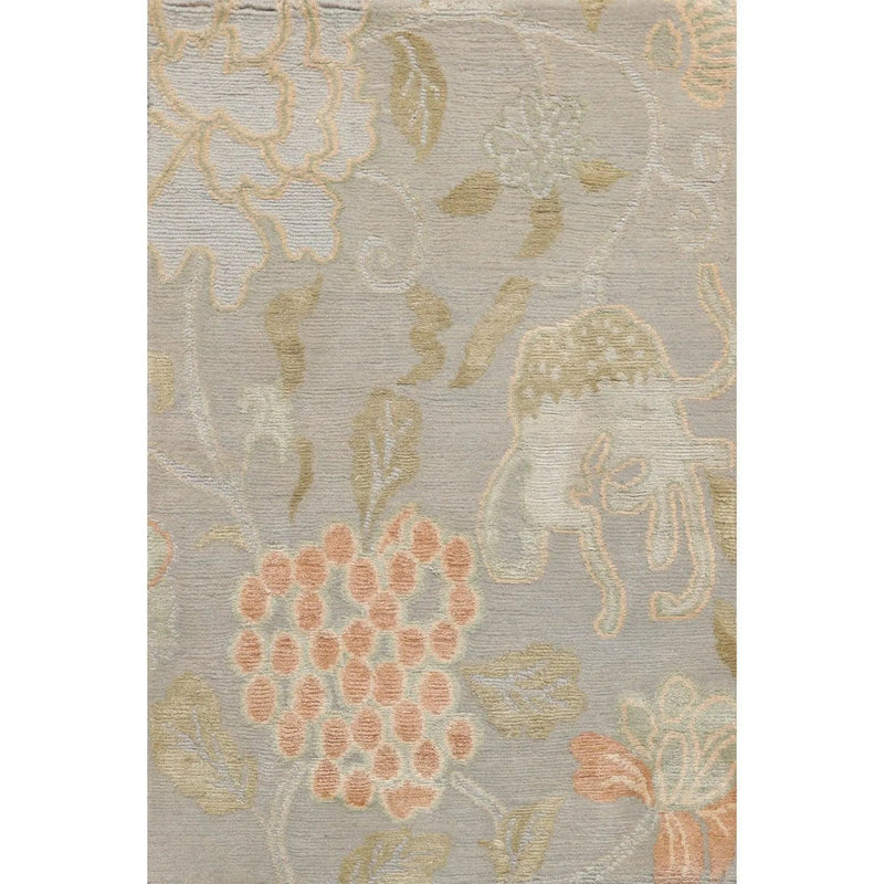 2' x 3' Hand Knotted Wool & Silk Transitional Tibetan Oriental Area Rug Gray