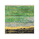 2'x2' Hand Knotted Wool & Silk Square Modern Tibetan Oriental Area Rug Green