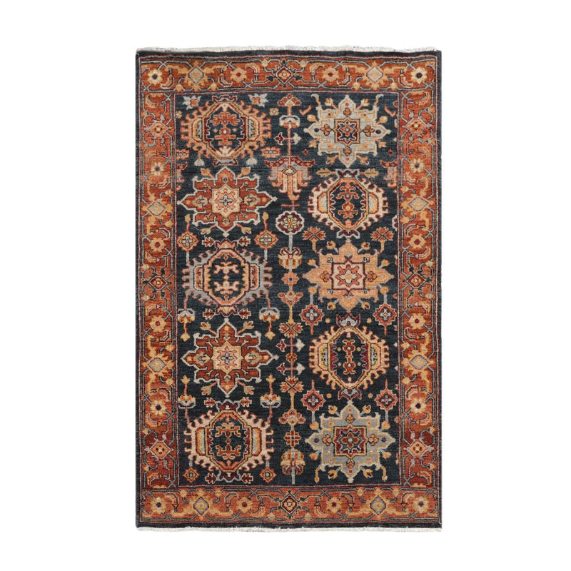 3’1” x 4’11" Hand Knotted Wool Arts & Crafts Traditional Oriental Area Rug Blue