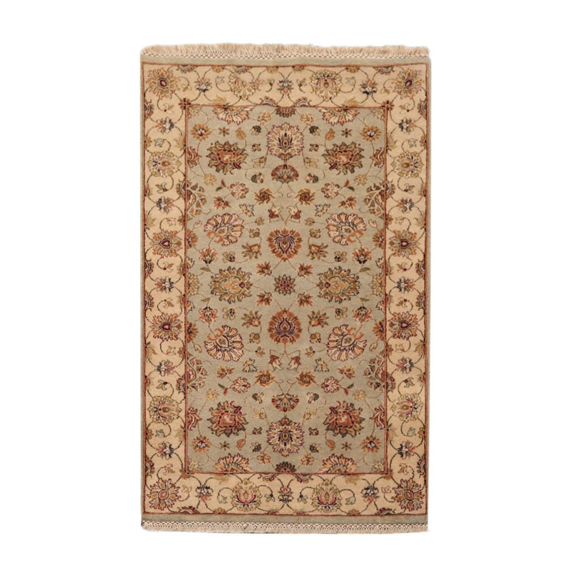 3’ x 5’1" Hand Knotted Wool Traditional Indo Kashan Oriental Area Rug Mint, Tan