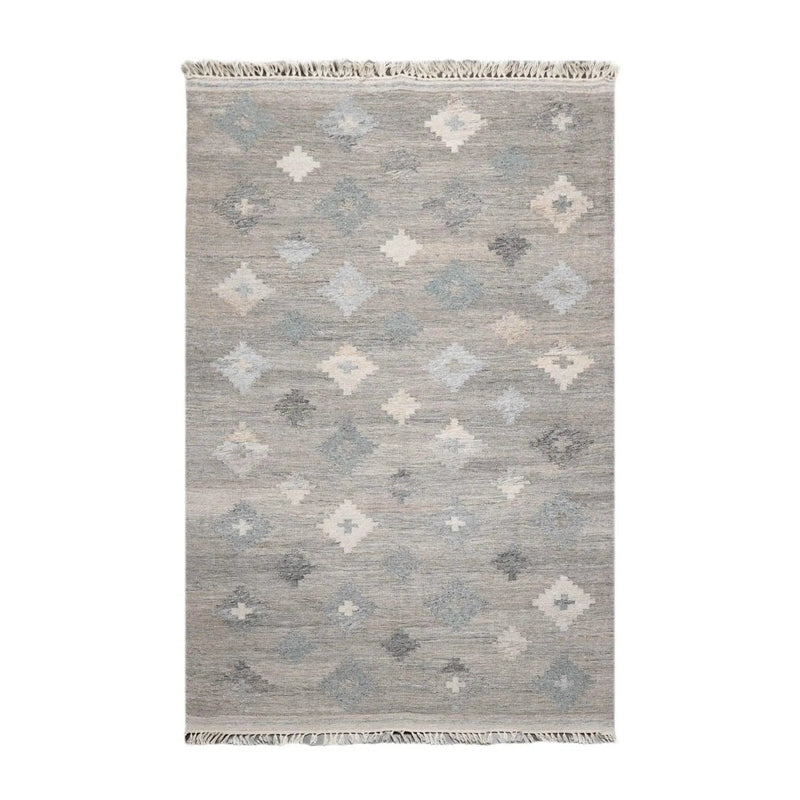 5' x 8'  Indoor OutdoorHand Woven 100% Recycled PET Yarn Modern Kilim Area Rug Gray