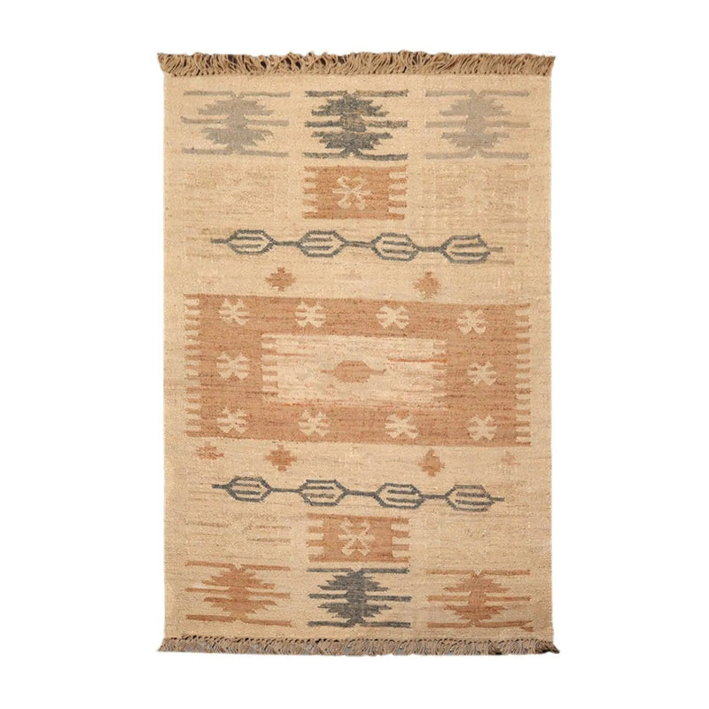 5’2” x 8’3”Hand Woven Natural Fiber Jute Southwestern Flatweave Kilim Area Rug