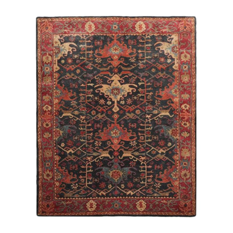 Handmade Multi Size 100% Wool Dark Blue Oriental Area Rug