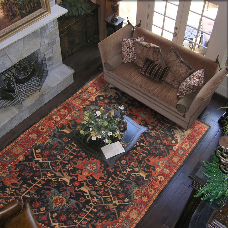 Handmade Multi Size 100% Wool Dark Blue Oriental Area Rug