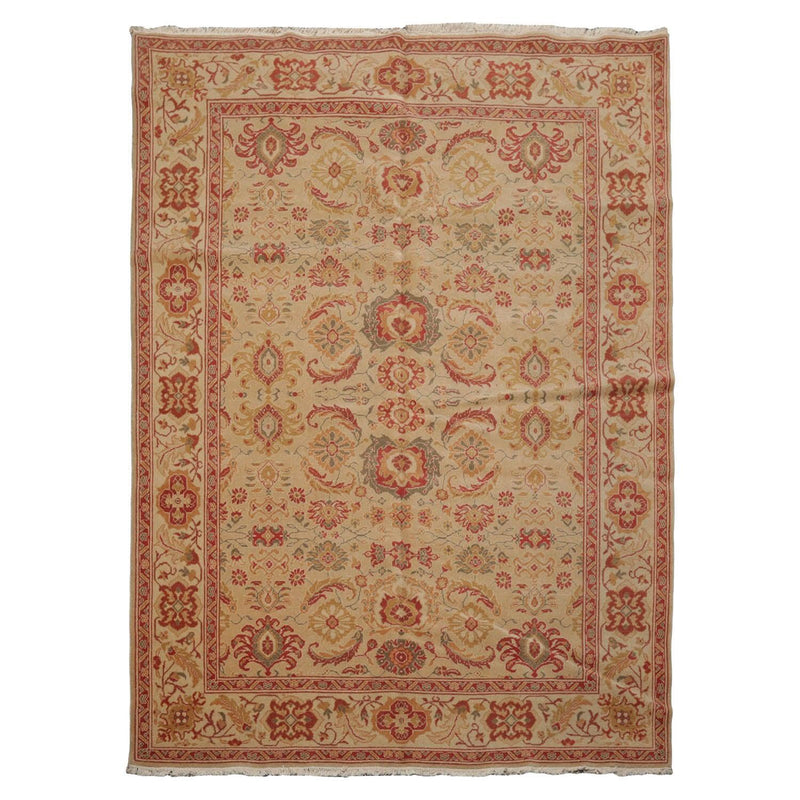 6’3” x 8’8" Authentic Hand Knotted Wool Turkish Oushak Oriental Area Rug Beige