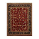 7’9”x10’4" Hand Knotted Wool Traditional Agra Oriental Area Rug Red Black