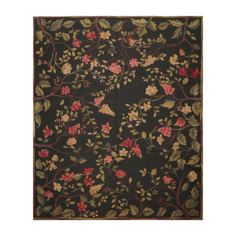 8’3”x9’11" Hand Knotted Wool French Aubusson Savonnerie Area Rug Green