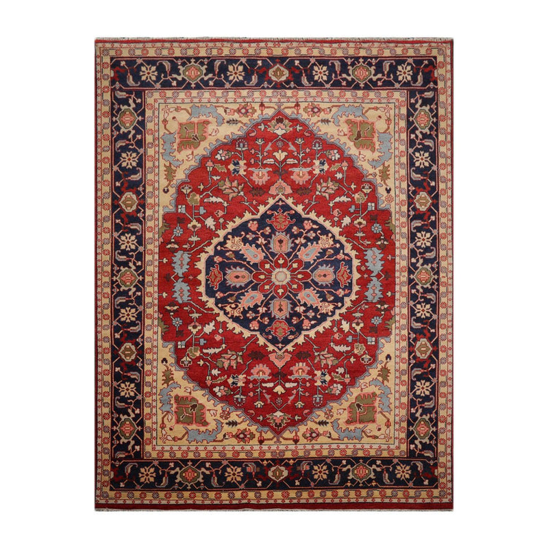 9’11" x 13’11” Herizz Hand Knotted Wool Traditional Area Rug Orangy Red