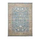 8’11" x 11’11”Muted Hand Knotted Wool Traditional Indo Herizz Area Rug Blue