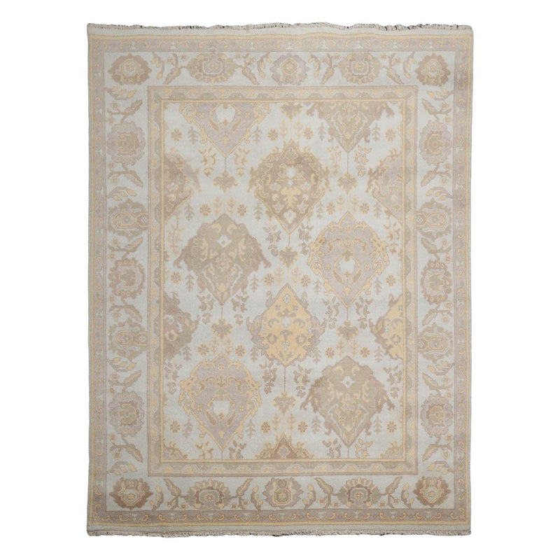 7’7" x 10’1” Muted Turkish Oushak Hand Knotted Wool Traditional Area Rug