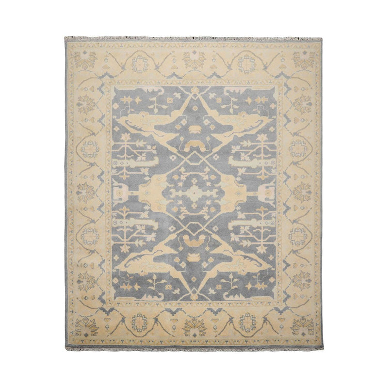 8’2"x9’11” Muted Turkish Oushak Hand Knotted 100% Wool Area Rug Slate