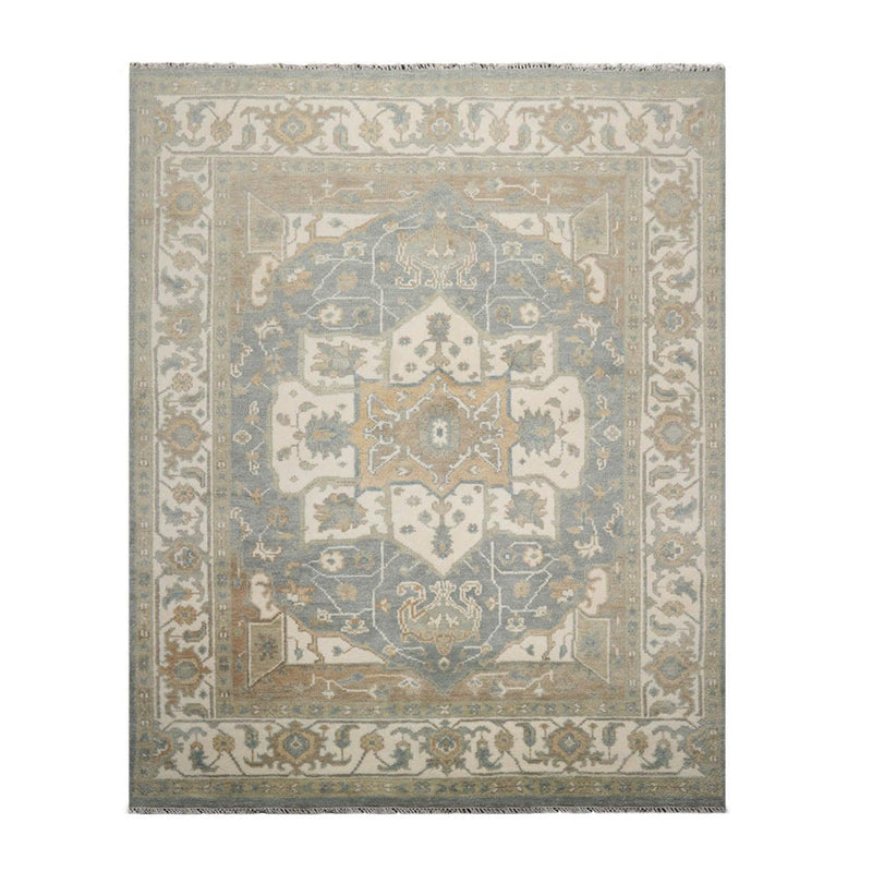 7’10" x 9’11” Muted Turkish Oushak Hand Knotted Wool Area Rug Cream