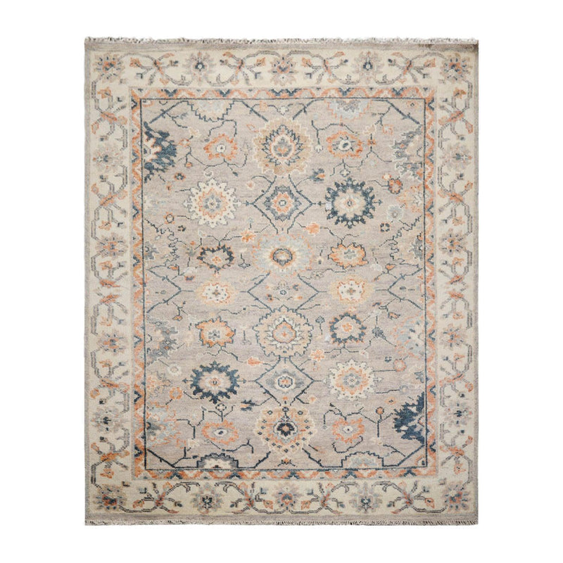 7’10" x 9’7” Arts & Crafts Turkish Oushak Hand Knotted Wool Area Rug Gray