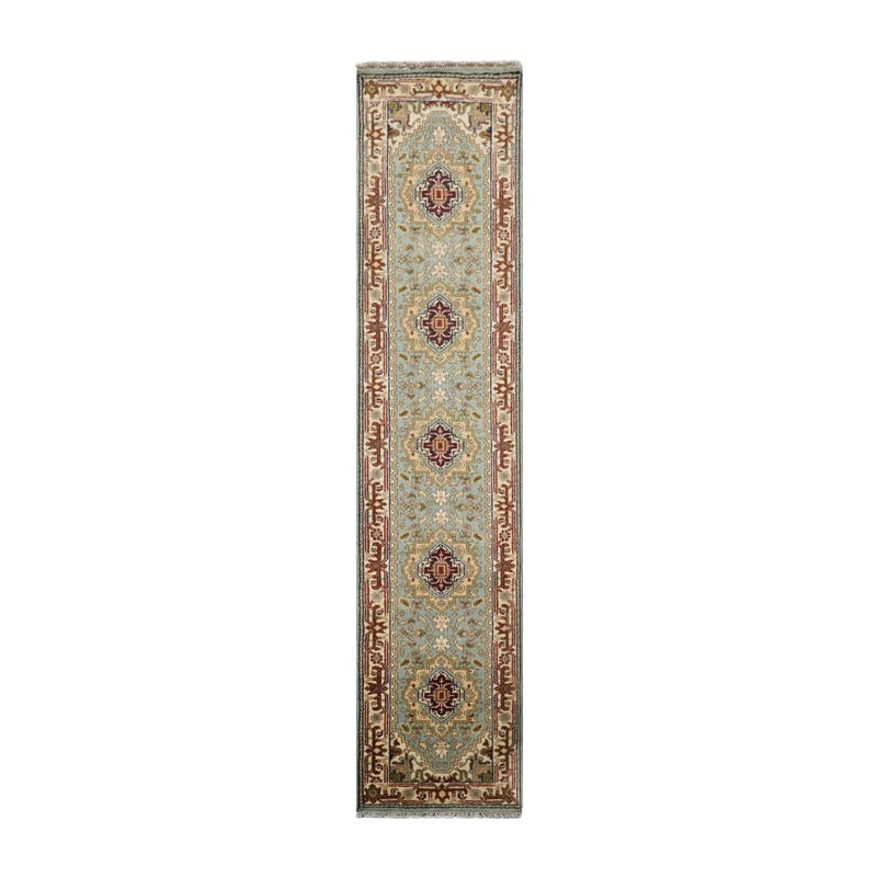 2’7” x 11’9” Hand Knotted 100% Wool Runner Traditional Oriental Area Rug Aqua