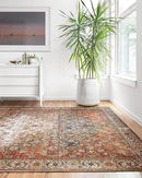 Loloi Layla Collection LAY-05 Ocean/Multi 3'-6" x 5'-6" .13" Thick Accent Rug, Soft, Durable, Vintage Inspired, Distressed, Low Pile, Non-Shedding, Easy Clean, Printed, Living Room Rug by CozyNest Decor