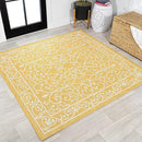 JONATHAN Y SMB106L-5SQ Charleston Vintage Filigree Textured Weave Indoor Outdoor Area Rug, Classic Traditional Transitional Easy Cleaning,Bedroom,Kitchen,Backyard,Patio, Yellow/Cream, 5' Square by GreenHaven Gardens