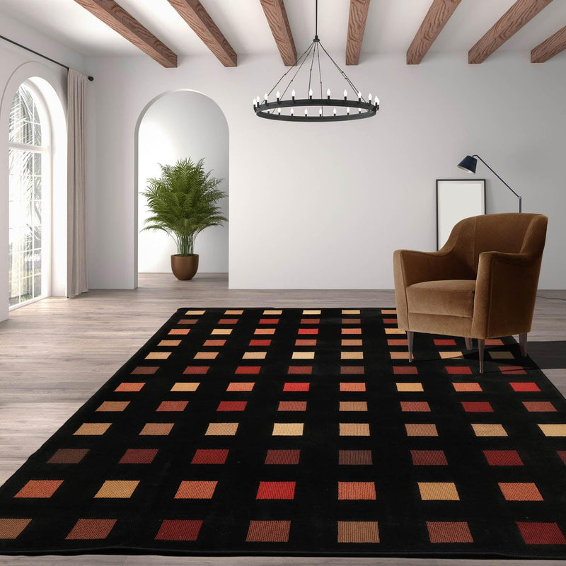 6' x 9'1" USA made Modern & Contemporary 100% Wool Oriental Area Rug Black