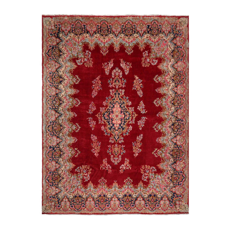 9'8" x 13'2" Vintage Kermaan Hand Knotted 250 KPSI 100% Wool Area Rug Cranberry