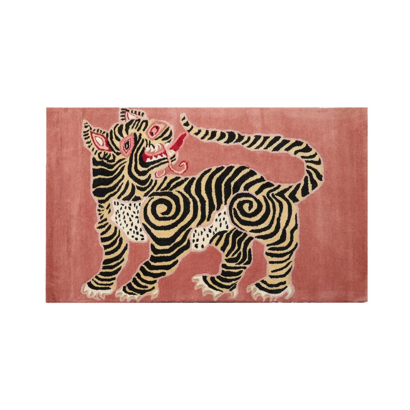 3x5 Blush, Gold Hand Tufted Hand Made 100% Wool Chinese Lion Novelty Oriental Area Rug