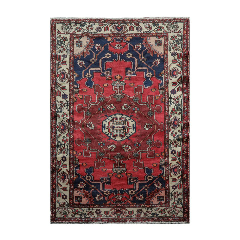 4'5" x 6'7" Hamdaan 200 KPSI Vintage Hand Knotted Wool Area Rug Rusty Red