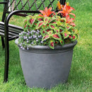 Sunnydaze 20-Inch Anjelica Large Plastic Pot for Plants - Outdoor Polyresin Round Planter with Drillable Drainage Holes - Slate - 4pk by GreenHaven Gardens