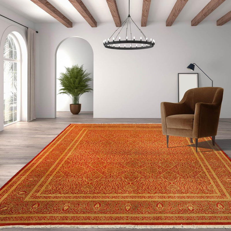 8'2" x 10' 350 KPSI PakPersian Hand Knotted 100% Wool Oriental Area Rug Rust