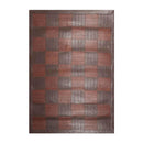 4'4"x6'3" Designer Handmade Leather Modern Flatweave Area Rug Brown