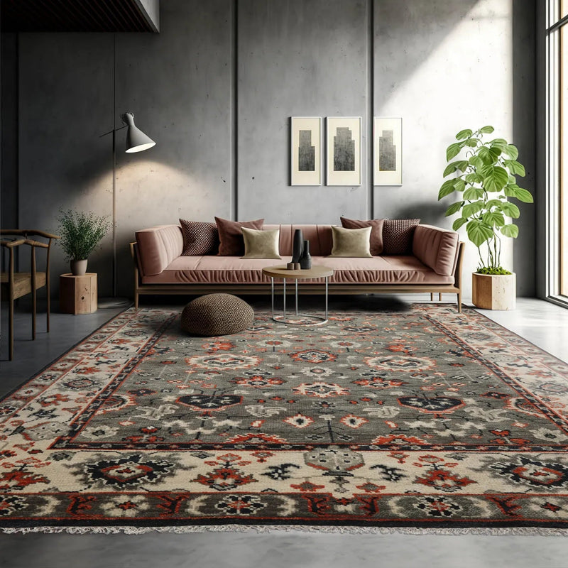 8' 3''x10' LoomBloom Muted Turkish Oushak Hand Knotted 100% Wool Area Rug Gray, Beige Color