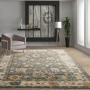 8' 3''x10' 4'' LoomBloom Muted Turkish Oushak Hand Knotted 100% Wool Traditional Area Rug Olive, Beige Color